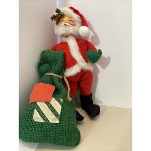 Annalee 9” Santa Claus Mobilitte With Green Burlap